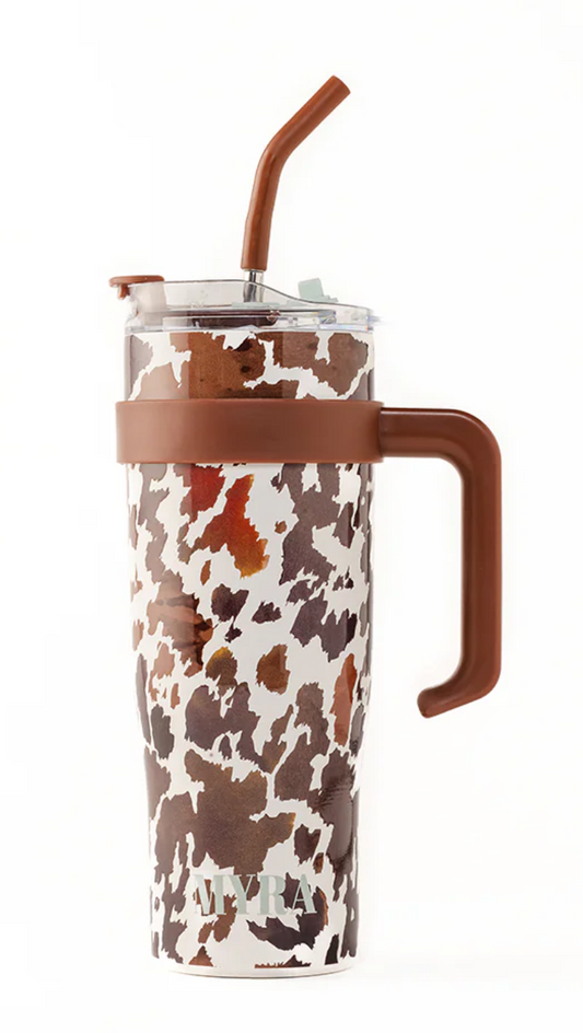 Cow Print Western Tumbler – Brown & White - 40oz - Stainless Steel Cup | Western Cow Print Tumbler (Copy)
