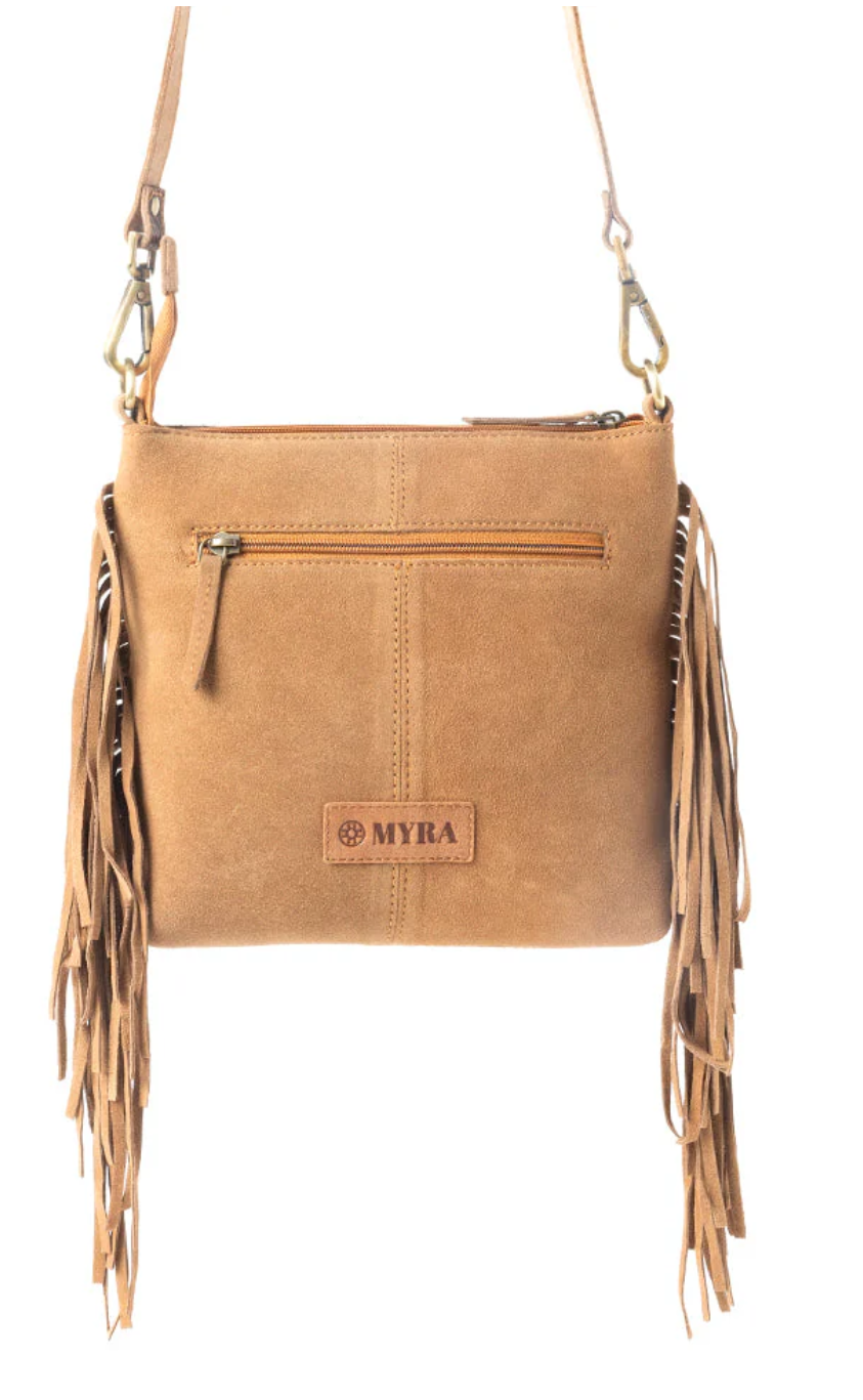 Brown Cactus Tooled Leather & Cowhide Purse – Genuine Cowhide Western Crossbody Bag