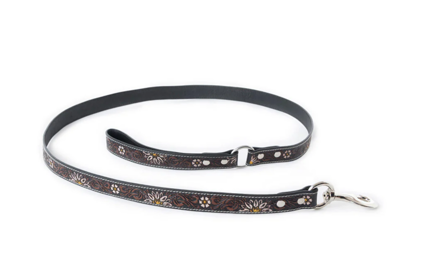 Daisy Girl Tooled Leather Dog Leash