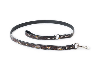 Daisy Girl Tooled Leather Dog Leash