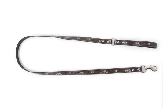 Daisy Girl Tooled Leather Dog Leash