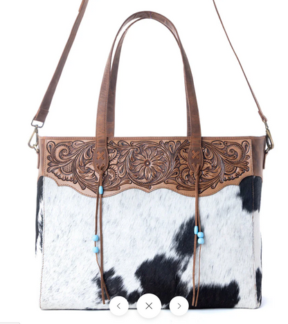 Bold Wind Genuine Cowhide Western Tote Purse – Concealed Carry Cowgirl Shoulder Bag (16” x 9.5”)