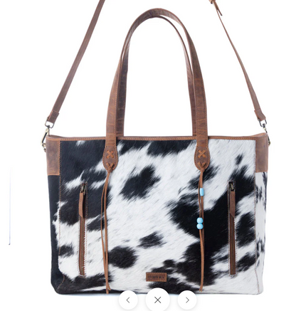 Bold Wind Genuine Cowhide Western Tote Purse – Concealed Carry Cowgirl Shoulder Bag (16” x 9.5”)