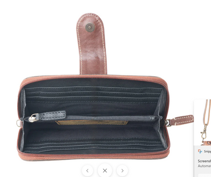 Xenial - Genuine Tooled Leather Western Wallet Crossbody – Cowgirl Strap Wallet Purse (8” x 4”)