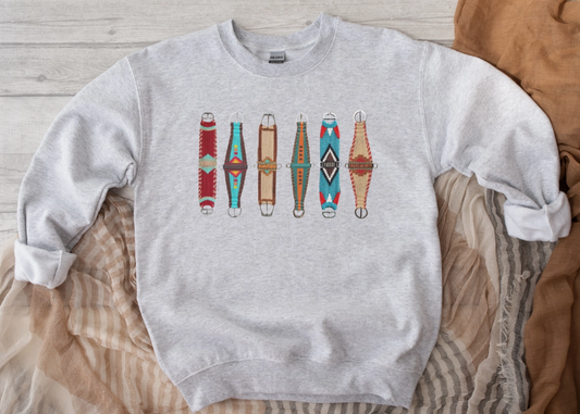 Western Horse Cinch Graphic Crewneck Sweatshirt Ash Grey Unisex Cotton Blend