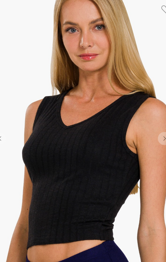 Maya Ribbed Scoop Neck Crop Tank for Women Cropped Sleeveless Tank Top Soft Stretch Fitted Everyday Basic Punchy Cactus