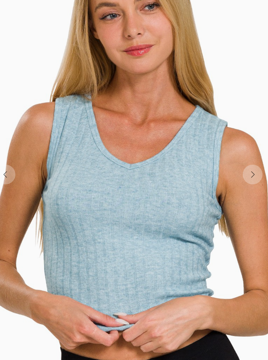 Maya Ribbed Scoop Neck Crop Tank for Women Cropped Sleeveless Tank Top Soft Stretch Fitted Everyday Basic Punchy Cactus