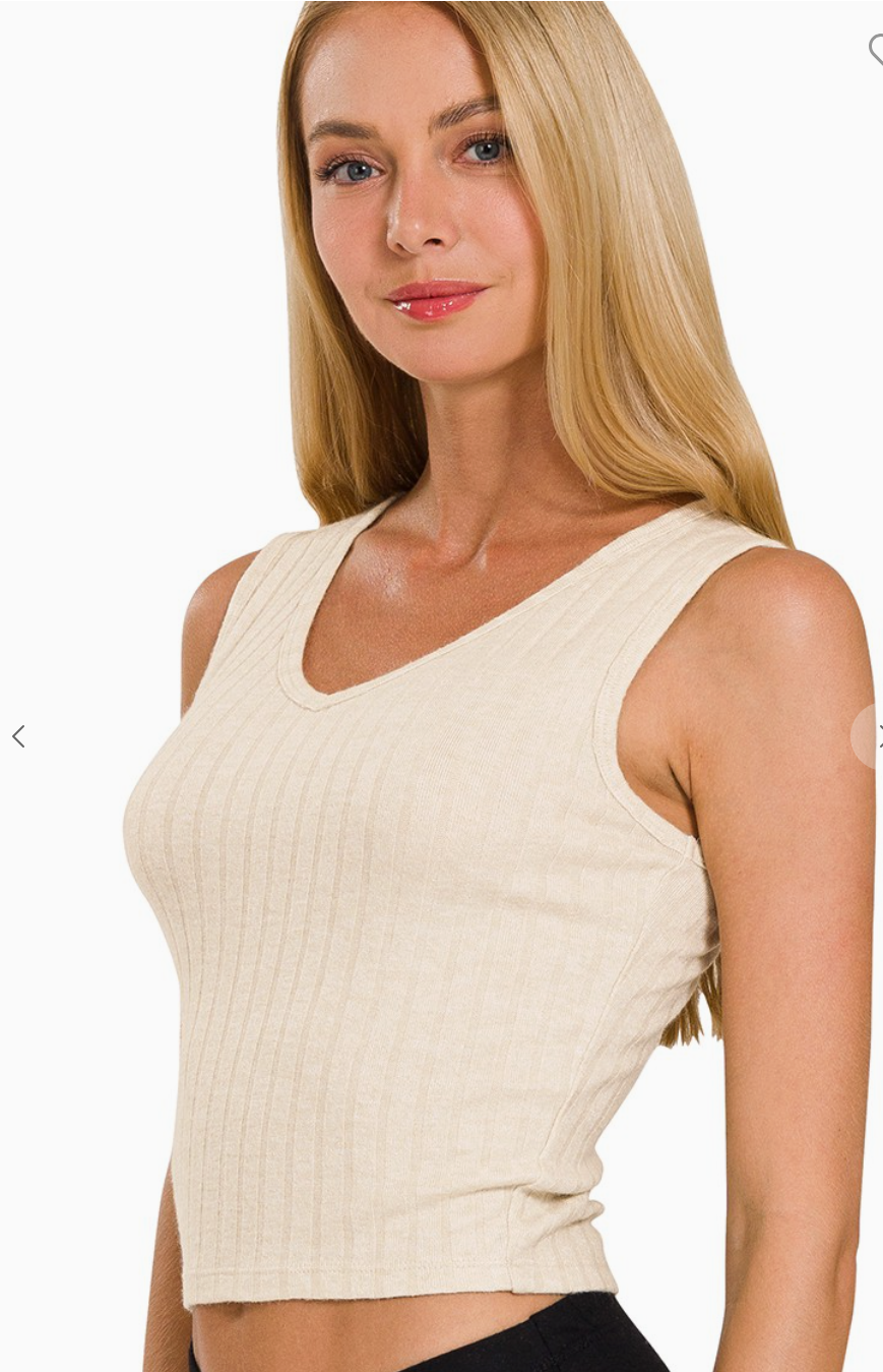 Maya Ribbed Scoop Neck Crop Tank for Women Cropped Sleeveless Tank Top Soft Stretch Fitted Everyday Basic Punchy Cactus