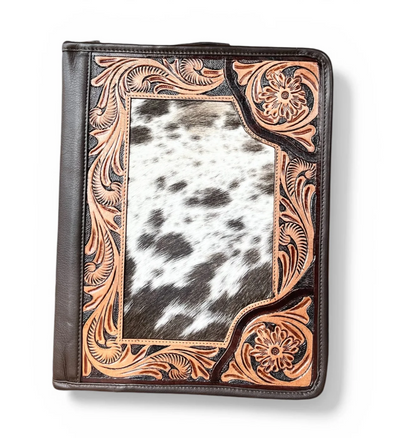 Business Cowboy Western Organizer Binder | Full Zip Leather Portfolio | Document Holder & Notebook Case | Punchy Cactus