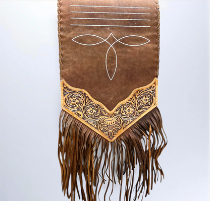 Boot Stitch Western Tooled Leather Table Runner 6ft | Western Home Decor | Handmade Dining Table Accent | Punchy Cactus
