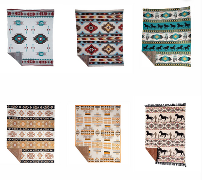 Western Mystery Cotton Throw Blanket – 50x60 Cowgirl Boutique Blanket (Seller Selected)