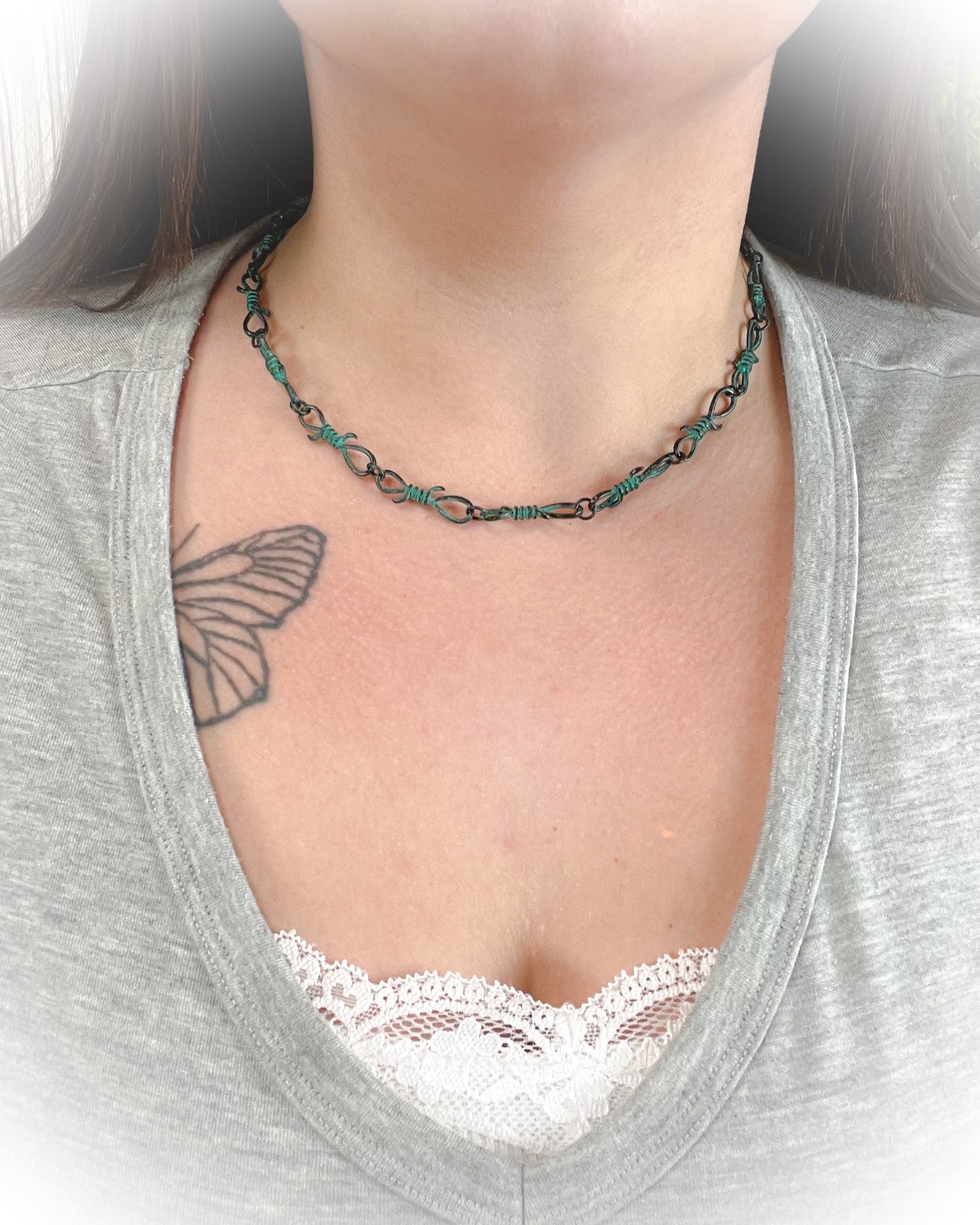 barbed wire choker necklace patina | punchy cactus | western boutique | western necklace 