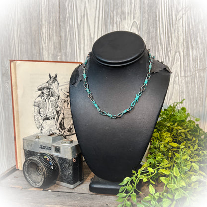 barbed wire choker necklace patina | punchy cactus | western boutique | western necklace 