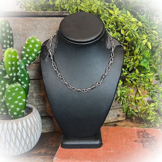 barbed wire choker necklace silver | punchy cactus | western boutique | western necklace 