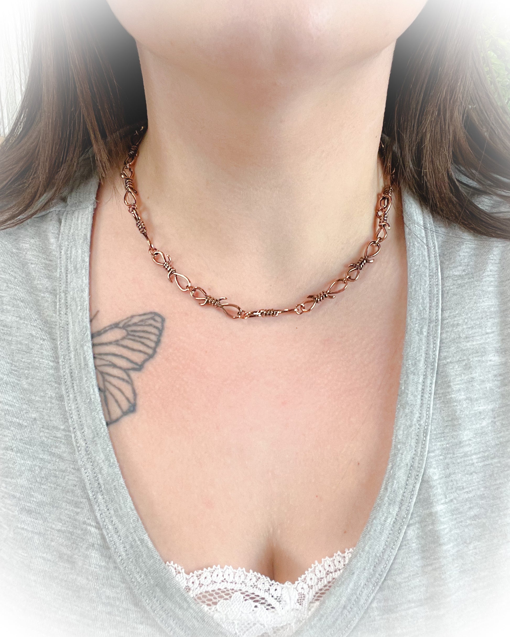 barbed wire choker necklace bronze | punchy cactus | western boutique | western necklace 