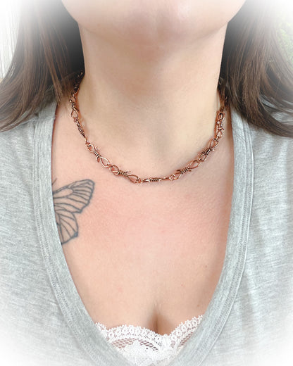 barbed wire choker necklace bronze | punchy cactus | western boutique | western necklace 