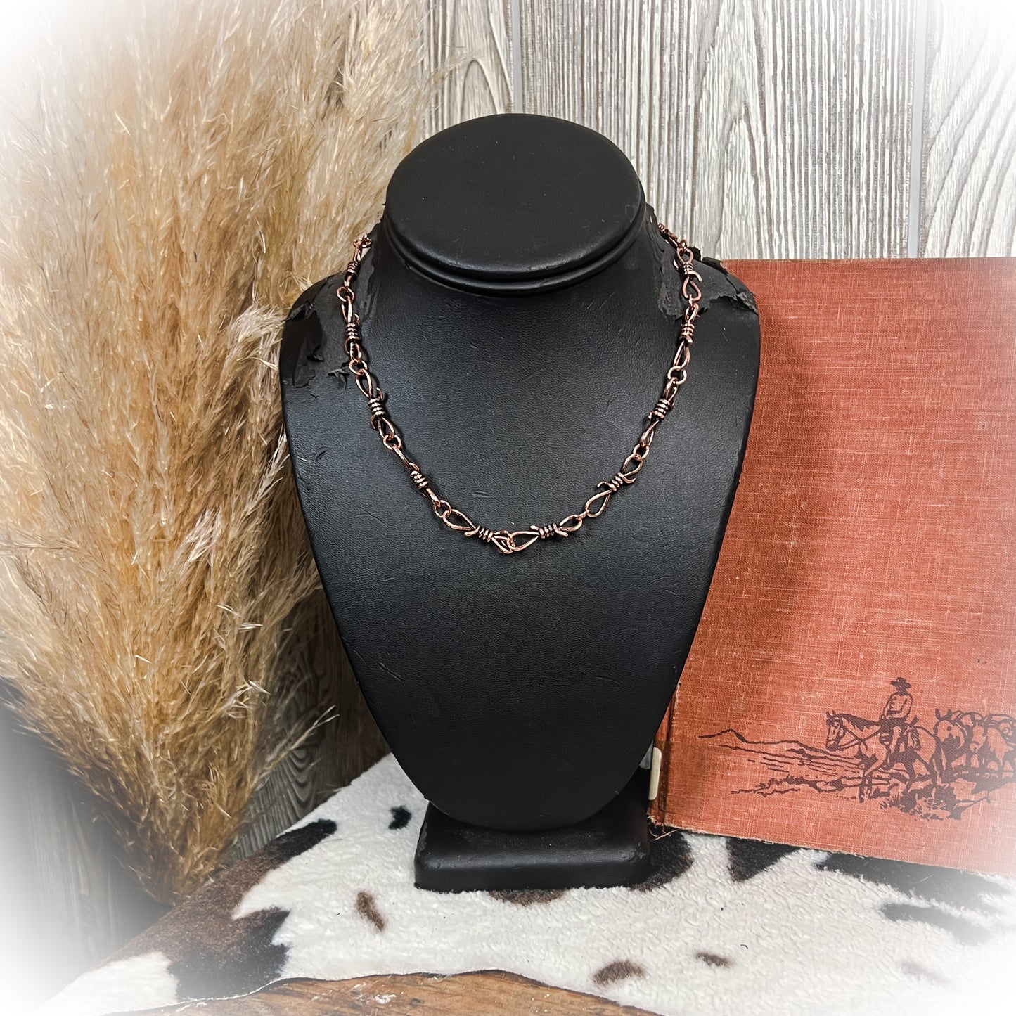 barbed wire choker necklace bronze | punchy cactus | western boutique | western necklace 