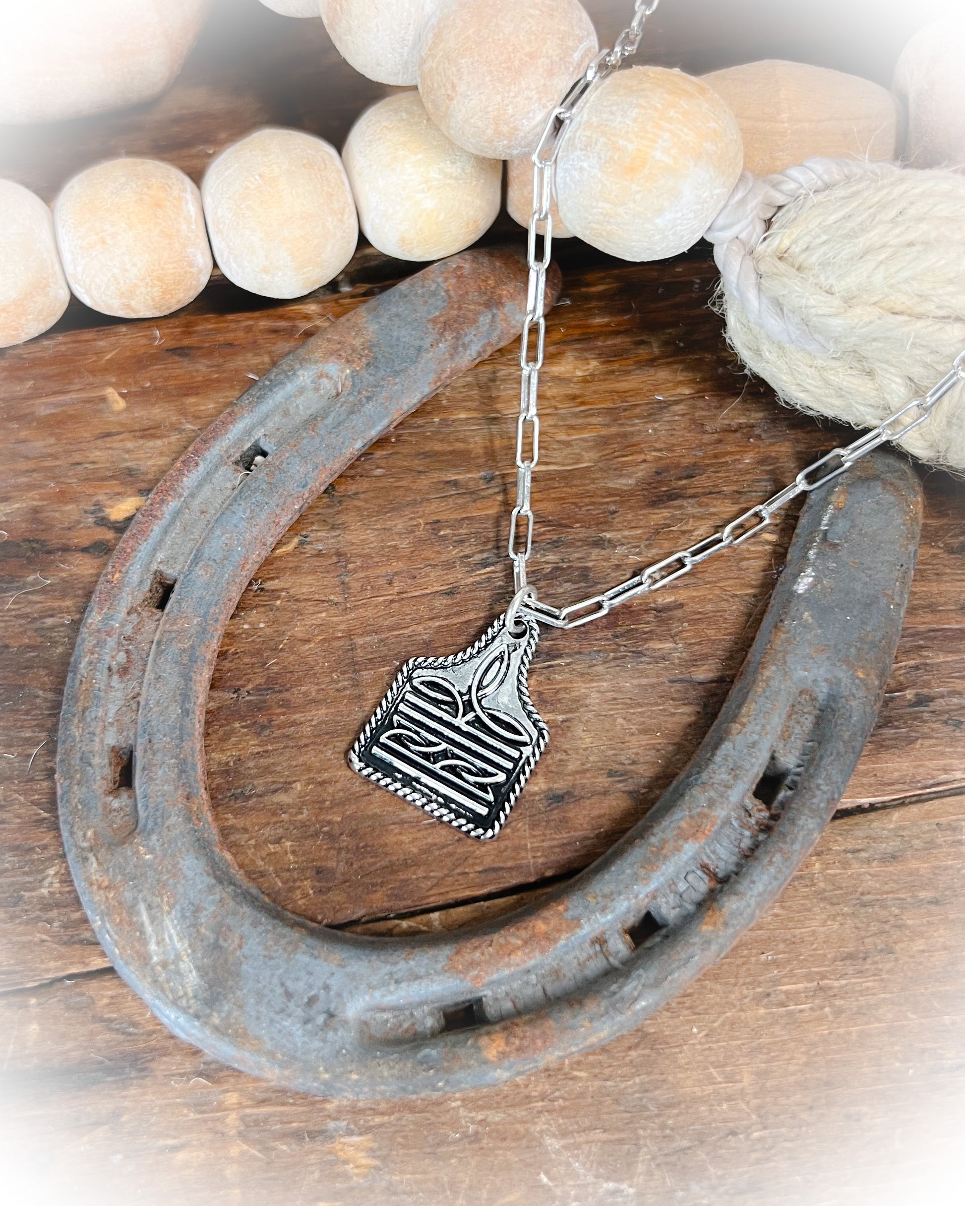 boot stitch cow tag western necklace | punchy cactus | western boutique | western necklace 