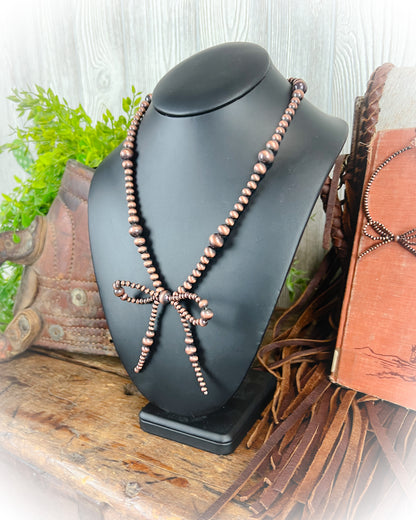 western bronze faux pearl bow necklace and earring set | Punchy cactus western boutique | western necklace and earring set | western jewelry