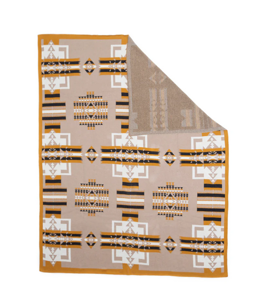 Sunset Golden Pueblo Western Throw Blanket -Southwest Aztec Design