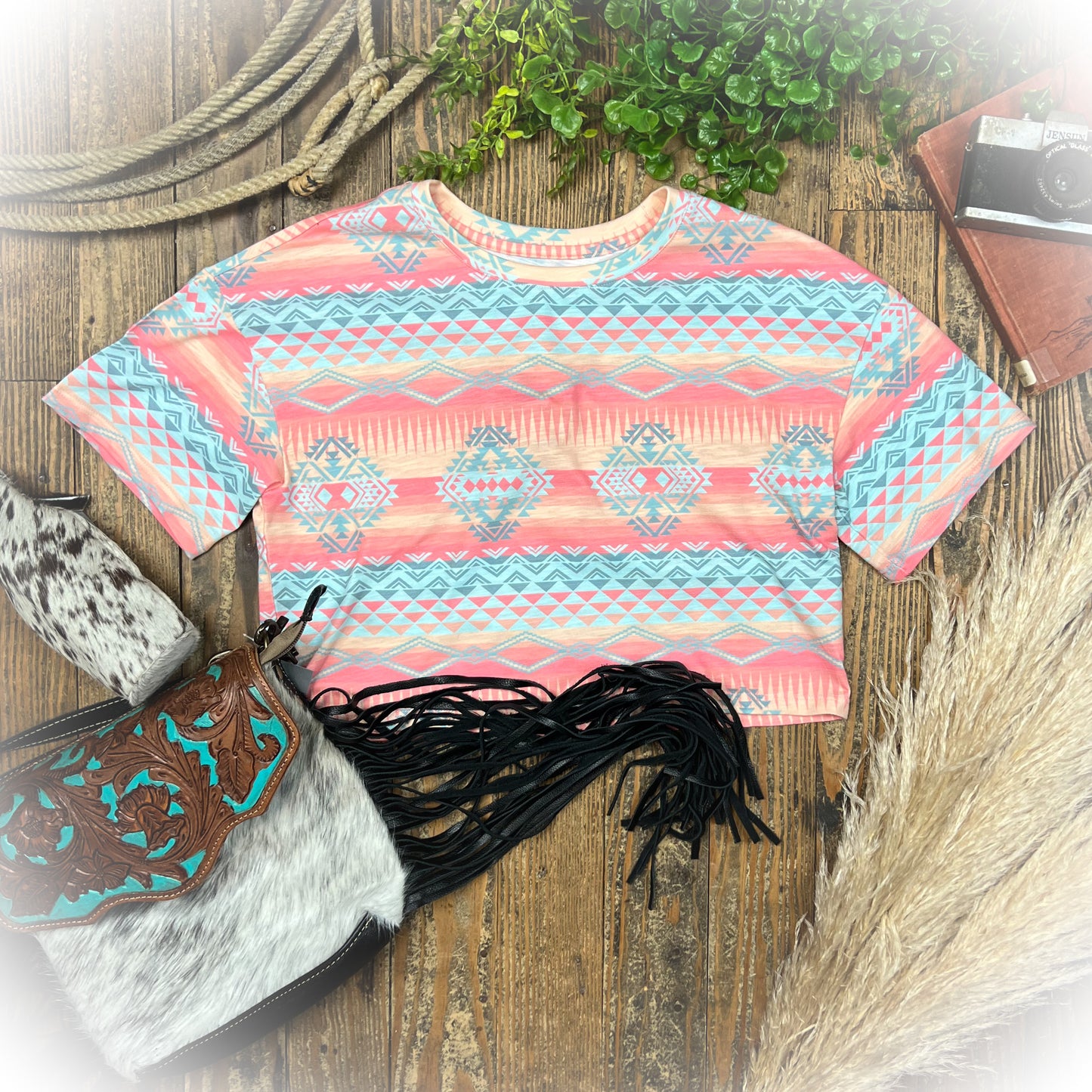Show Off Aztec Cropped Tee