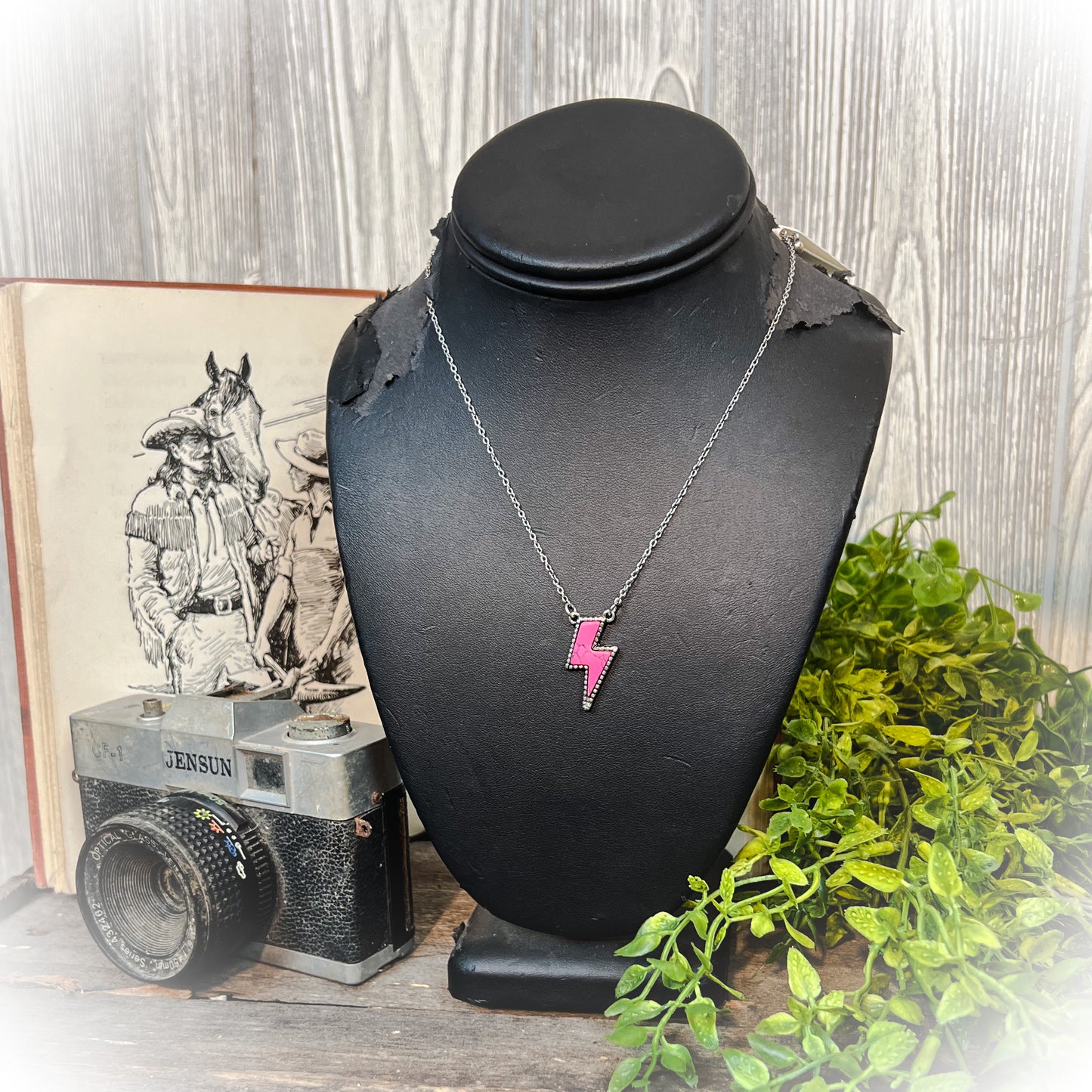 Lightning Bolt Necklace - Hot Pink