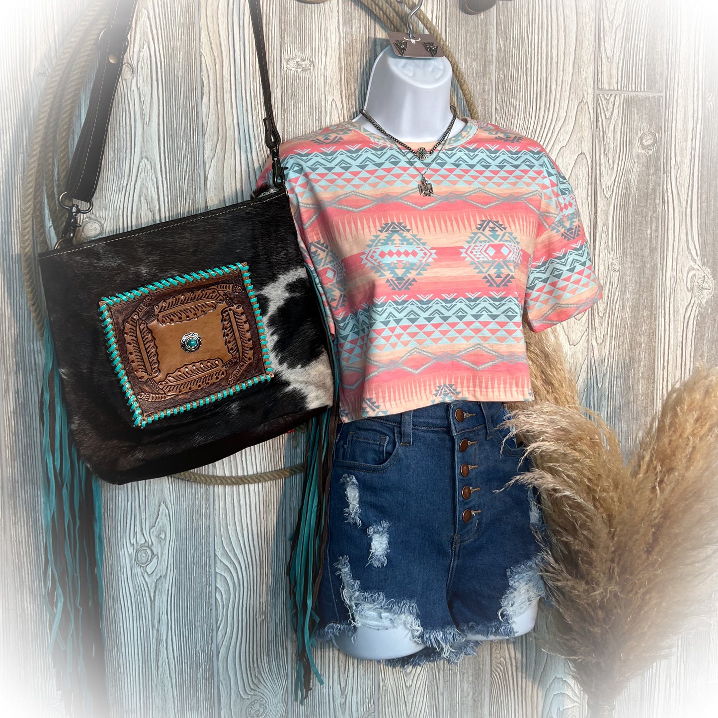 Show Off Aztec Cropped Tee
