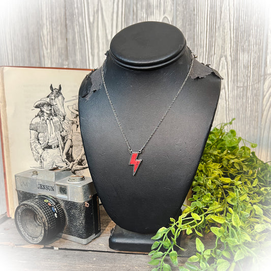 Lightning Bolt Necklace - Red