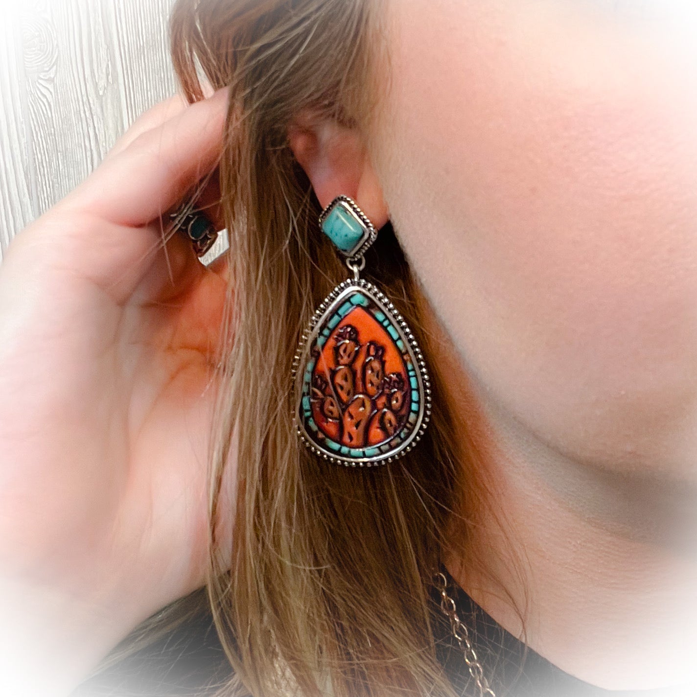 Cactus & Turquoise Dangle Earrings