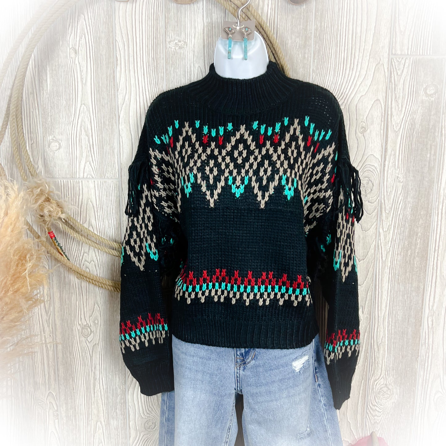 Western Mock Turtleneck Sweater