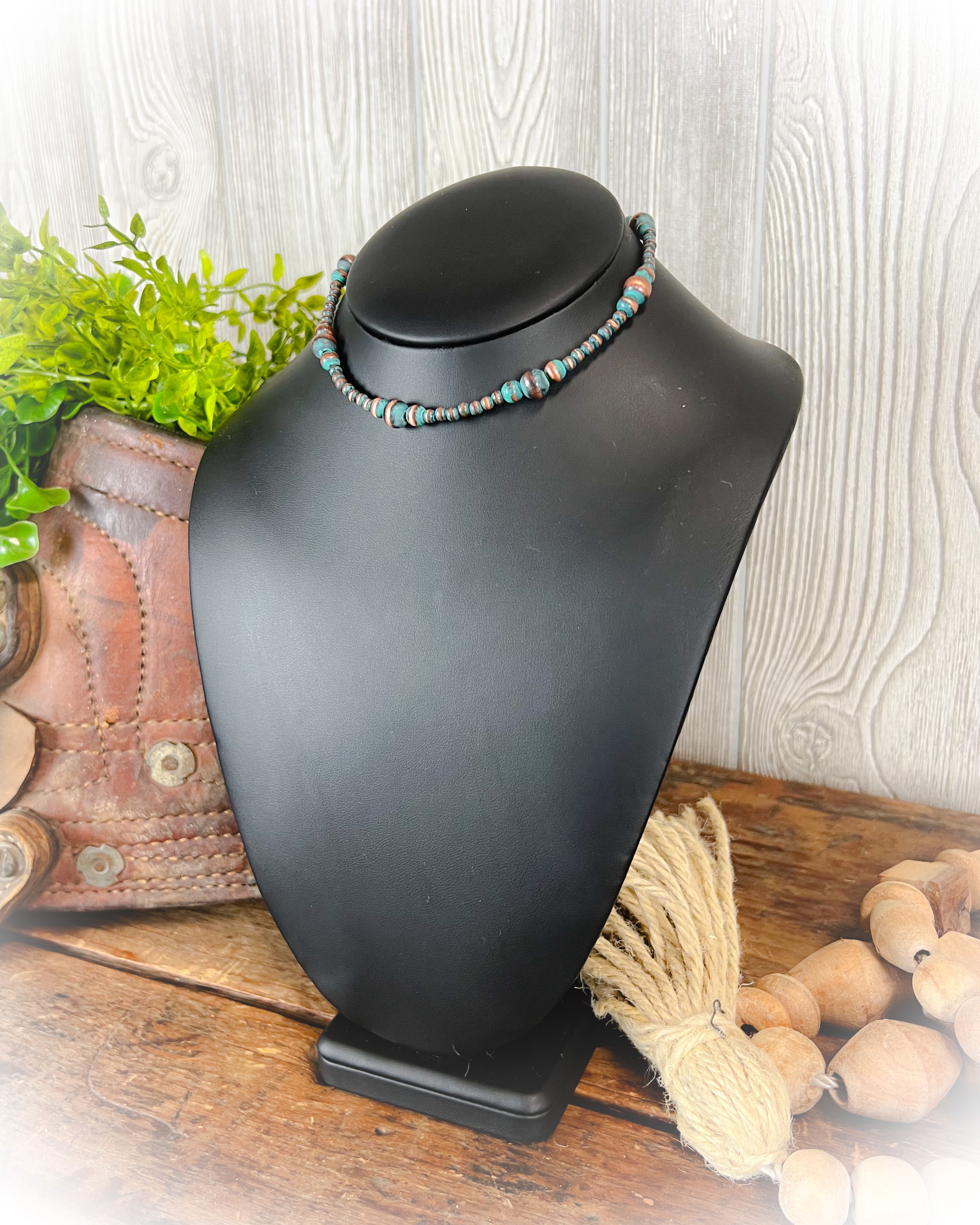 patina faux navajo pearl chocker necklace | punchy cactus | western boutique | western necklace 