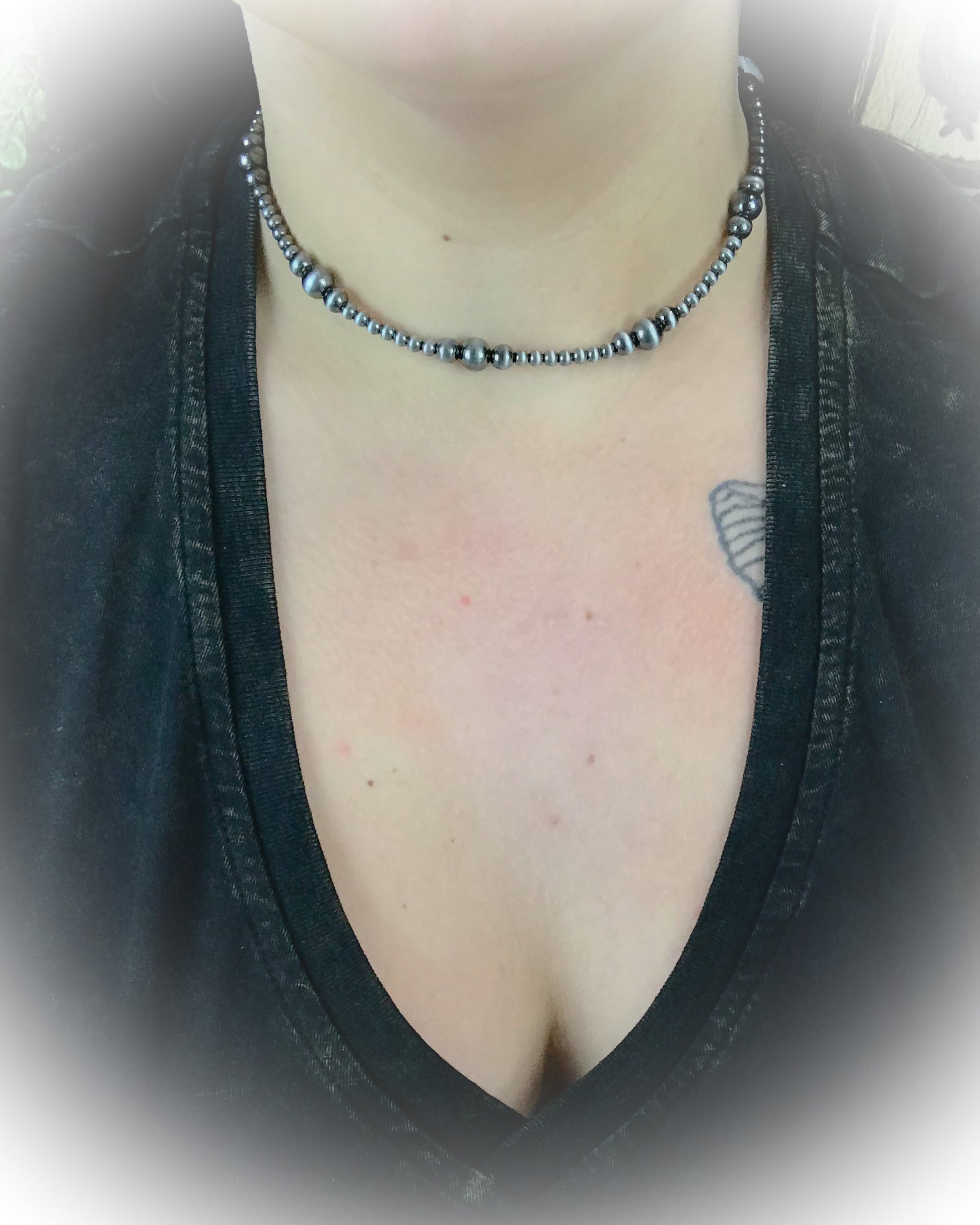 faux navajo pearl chocker necklace silver | punchy cactus | western boutique | western necklace