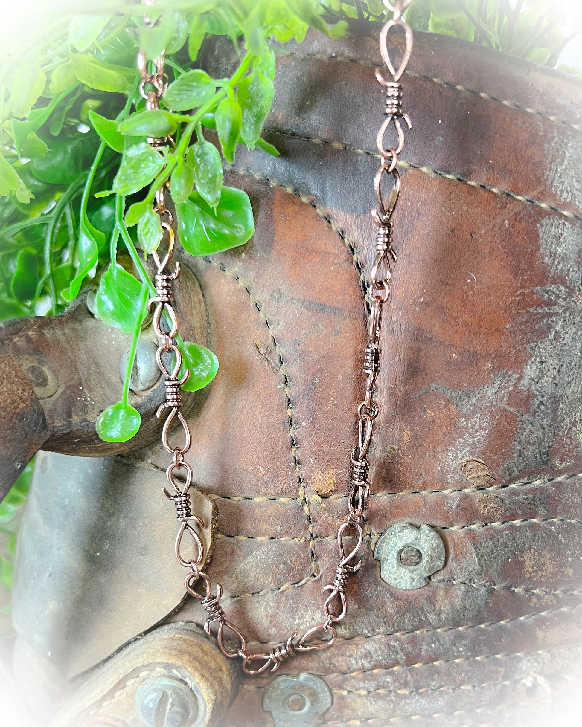 barbed wire choker necklace bronze | punchy cactus | western boutique | western necklace 