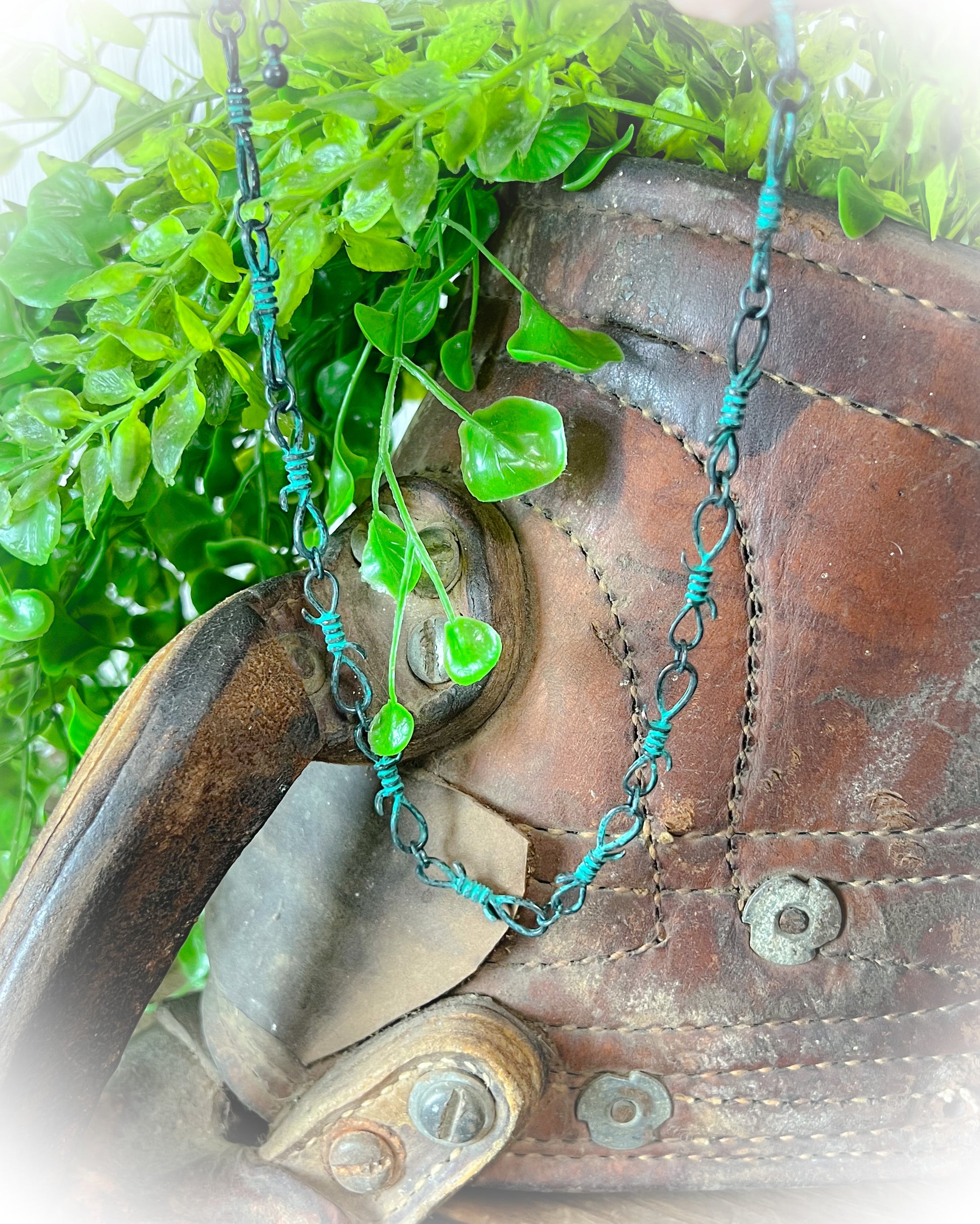 barbed wire choker necklace patina | punchy cactus | western boutique | western necklace 