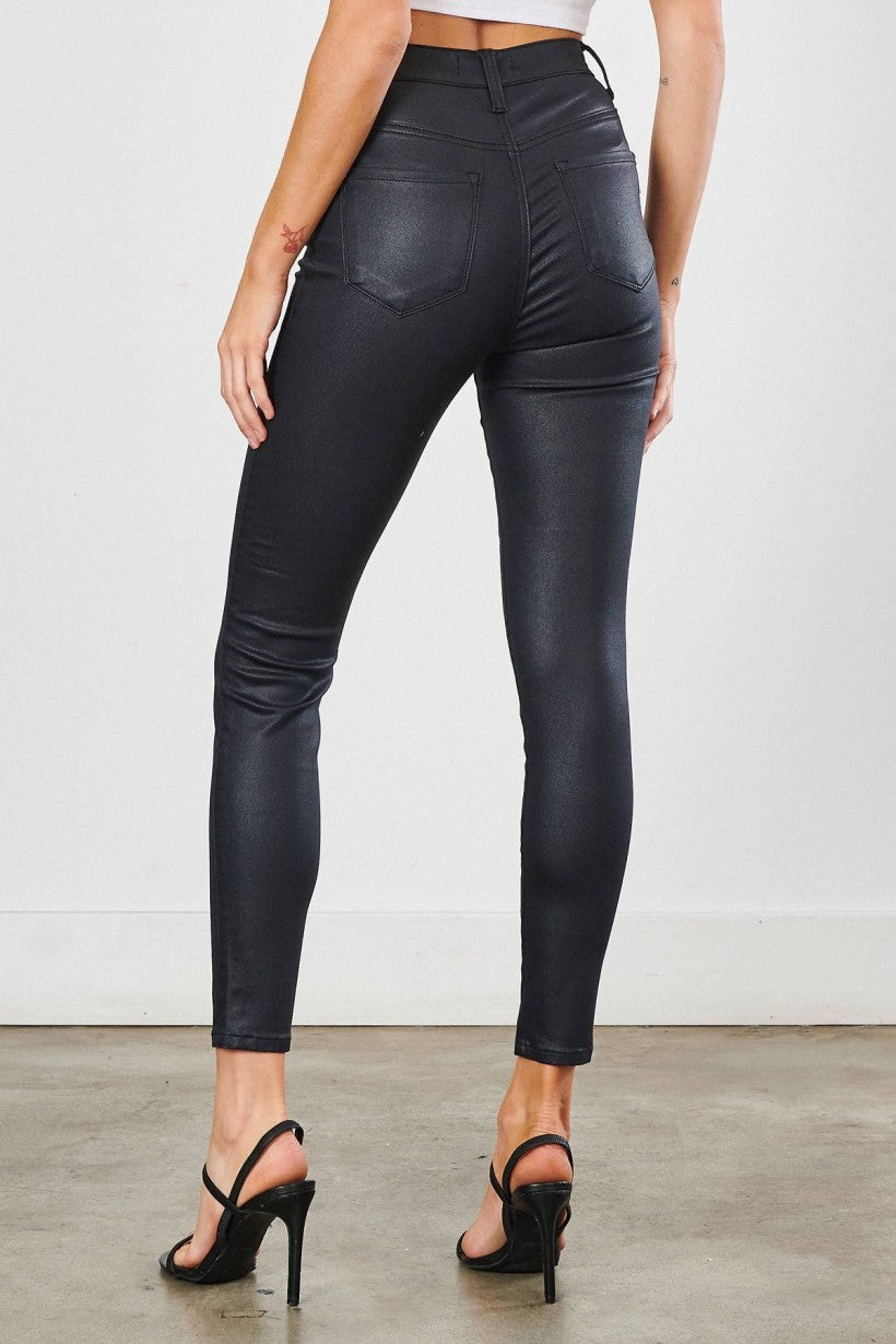 western boho boutique black coated skinny jeans