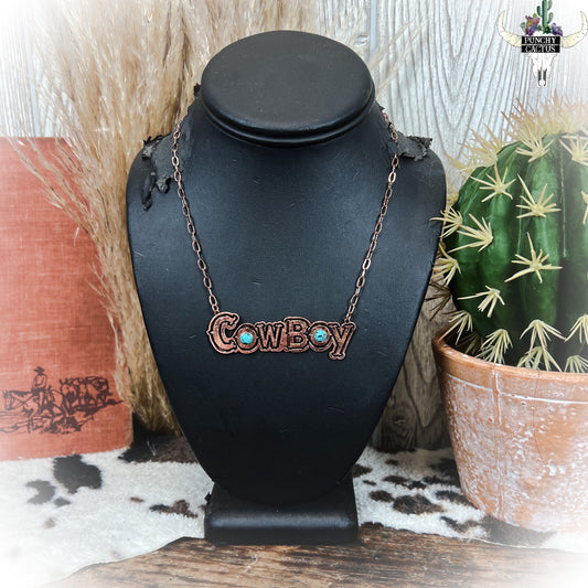 cowboy bronze statement necklace | Western necklace | western jewelry | Punchy Cactus | Western Boutique