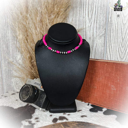 z-Slow Down Choker Necklace - Hot Pink