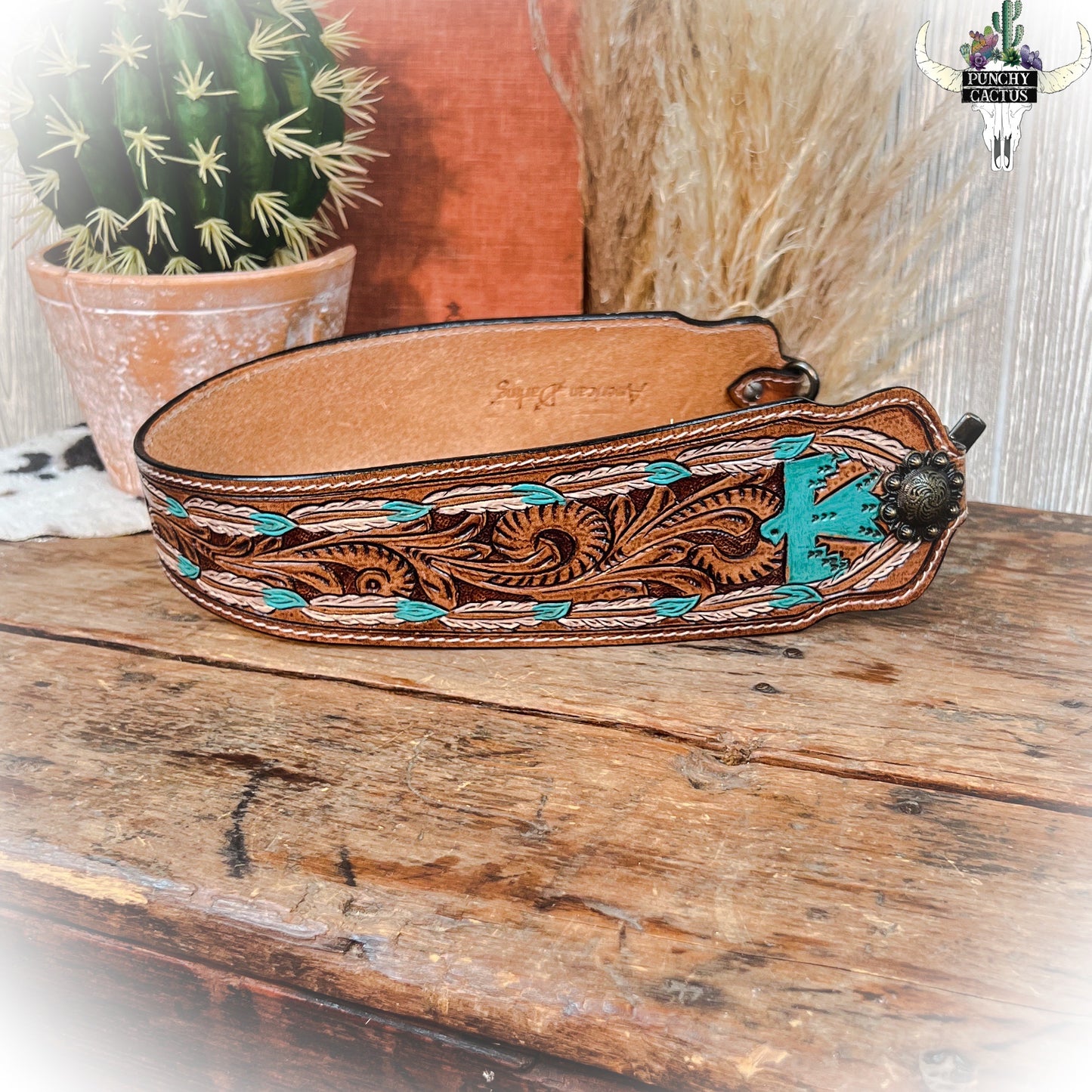 z-Thunderbird Tooled Leather Purse Strap