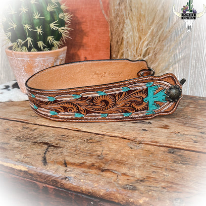 z-Thunderbird Tooled Leather Purse Strap