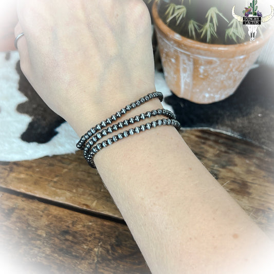 Small Navajo Pearl Stacked Stretch Bracelet Set