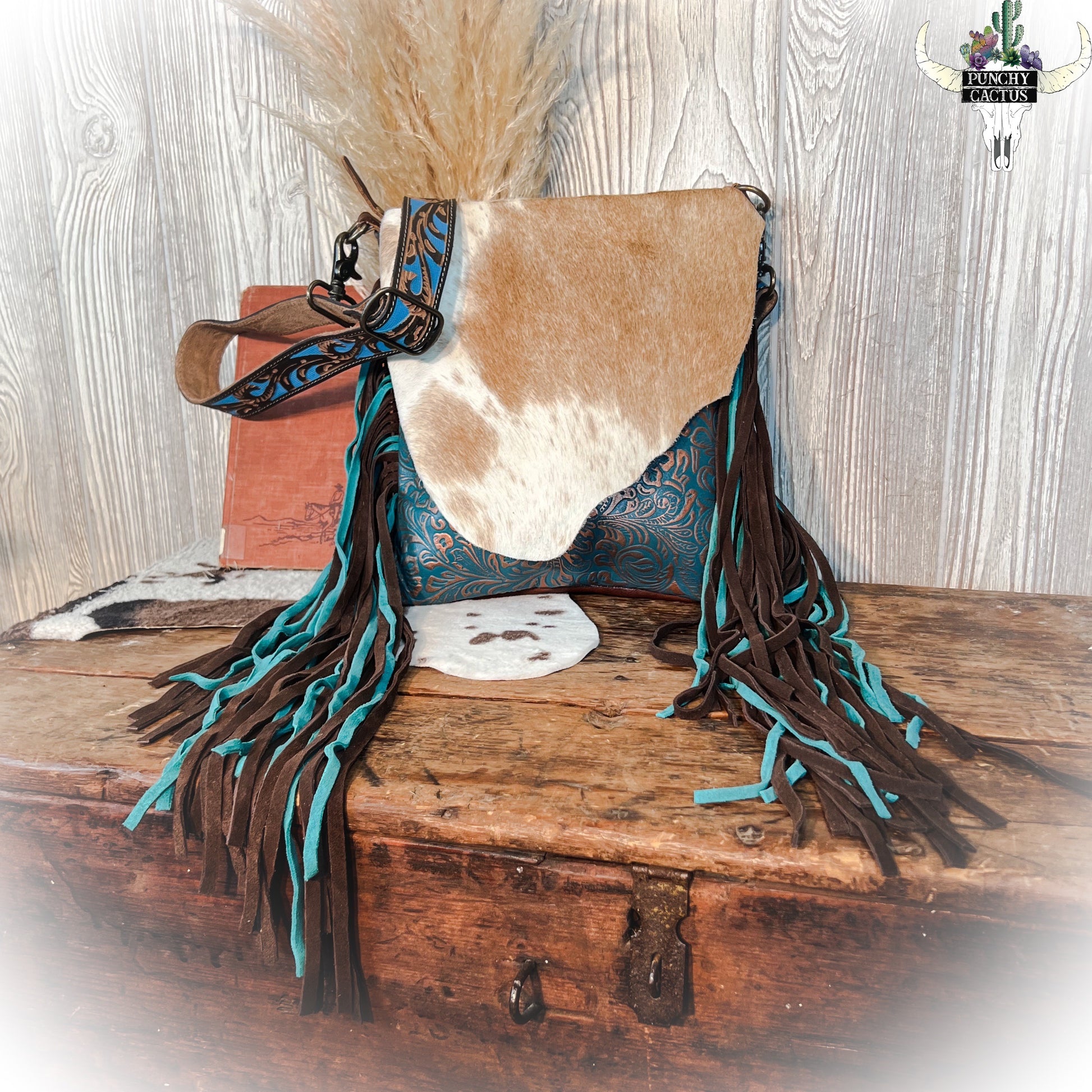 Punchy Cactus Cowhide Fringe Purse