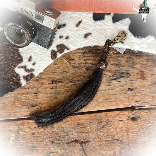 Horse Hair Tassel Purse Charm - Black