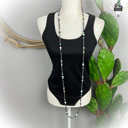 z-Long Navajo Pearl & Turquoise Necklace