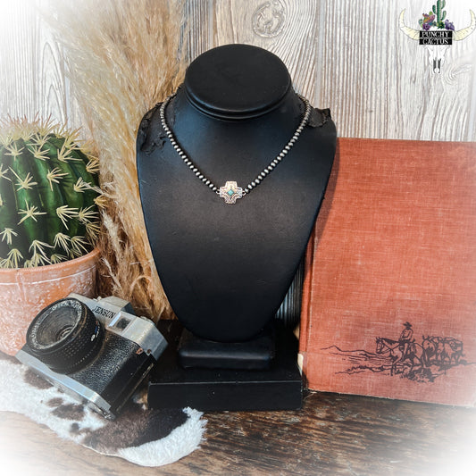 z-Aztec Cross Navajo Pearl Choker Necklace