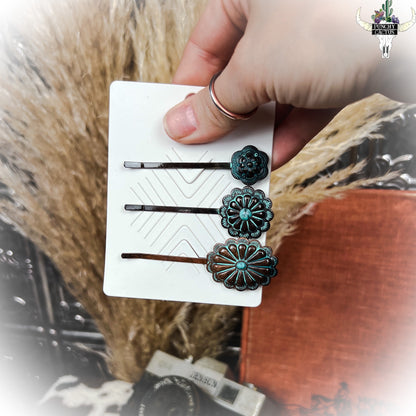z-Bronze Western Concho Bobby Pin Set