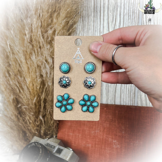 No Pulse Western Turquoise Earring Set