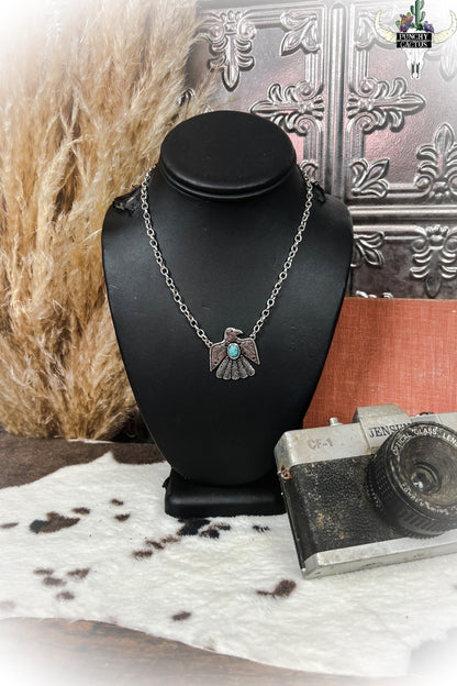 Thunderbird Pendant Necklace - Turquoise