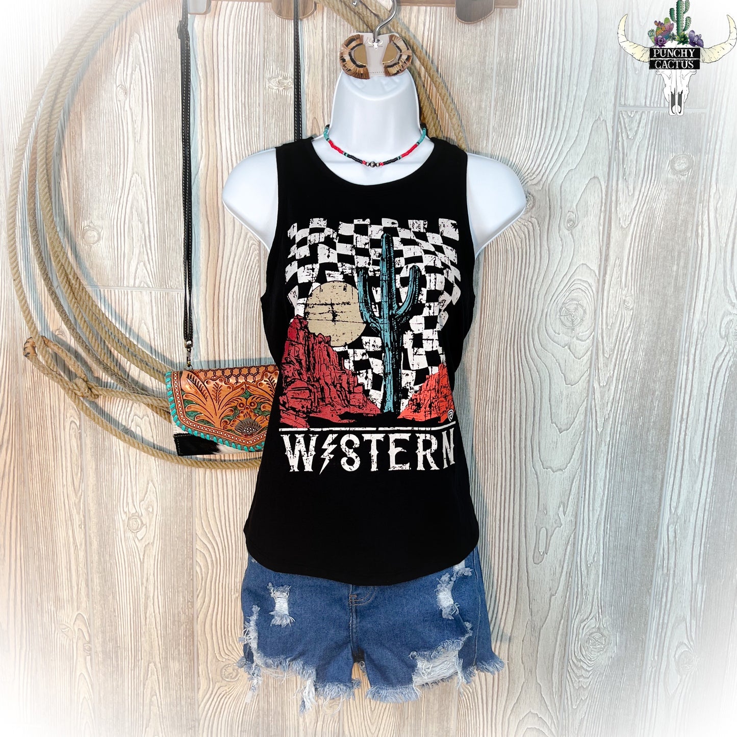 Checkered Western - Graphic Tank Top