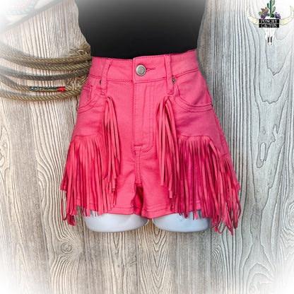 Hot Pink Fringe Shorts