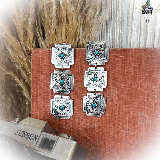 Western Designer Concho Drop Earrings